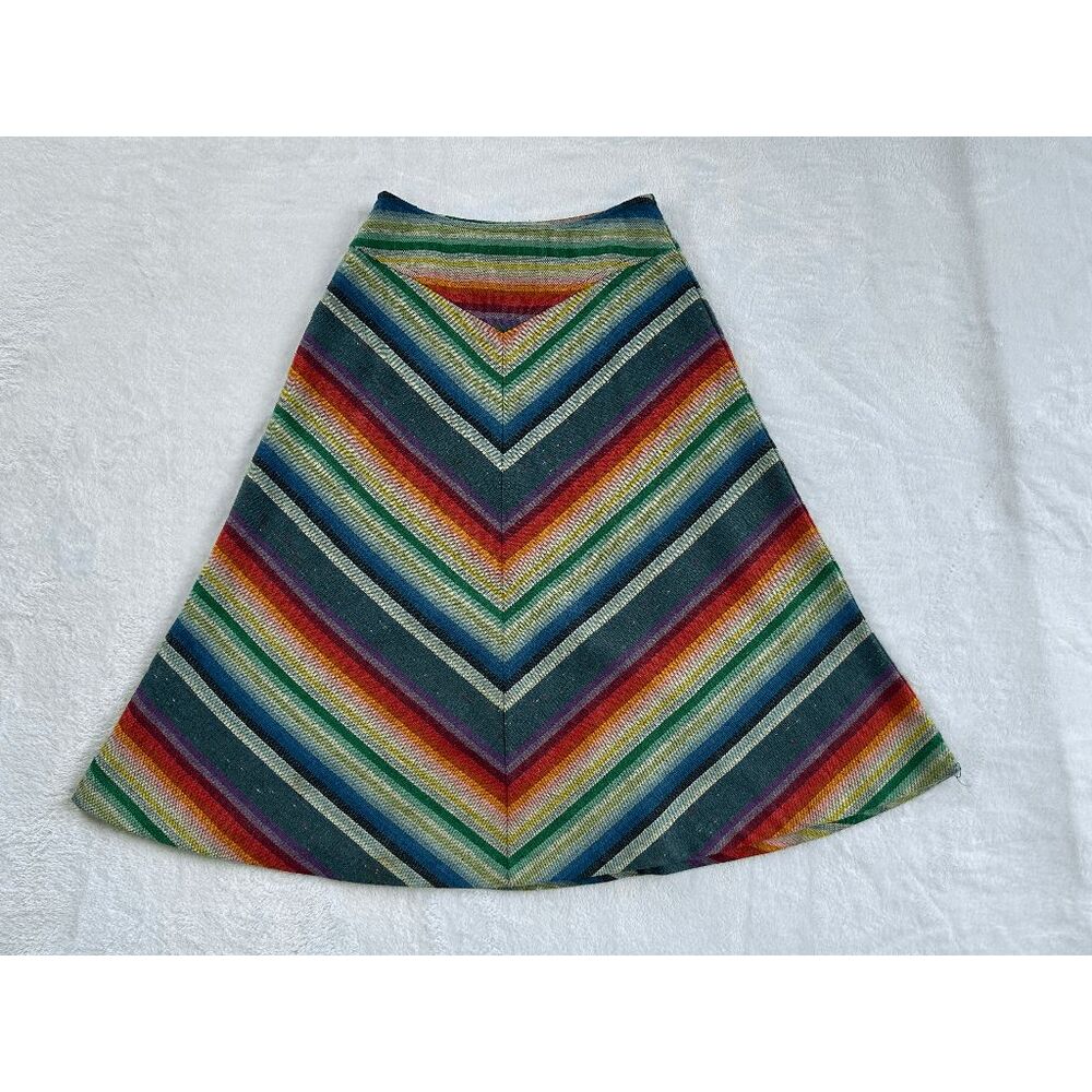 Vintage Colorful Rainbow Midi Skirt Size 7 (Read), Modest, Eclectic, Bold